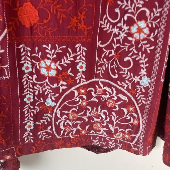 Anthropologie Women’s Red Embroidered Bandana Mini Skirt US 14 NWT - Picture 7 of 11